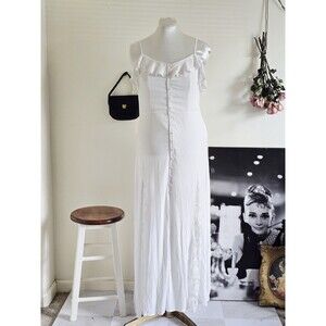 Venus White Rayon Lace Off Shoulder Fairy Maxi Dress Spring L